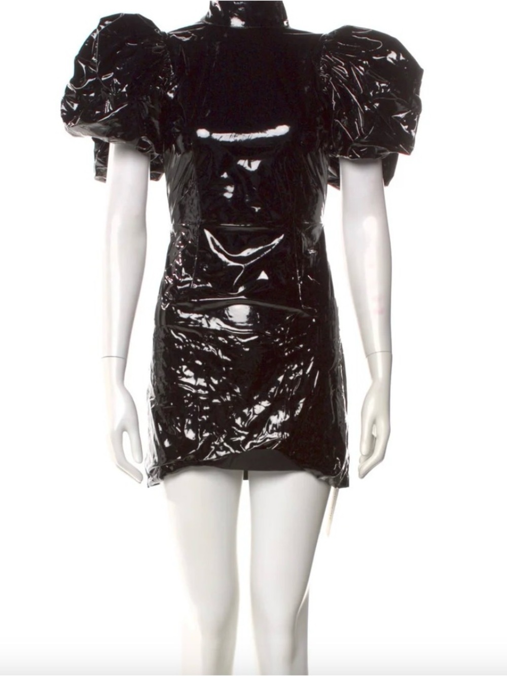 Black Open-Back Puff Sleeve Mini Dress